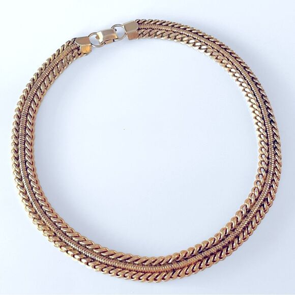 Vintage Gold Chunky Chain Collar Necklace - Picture 1 of 5